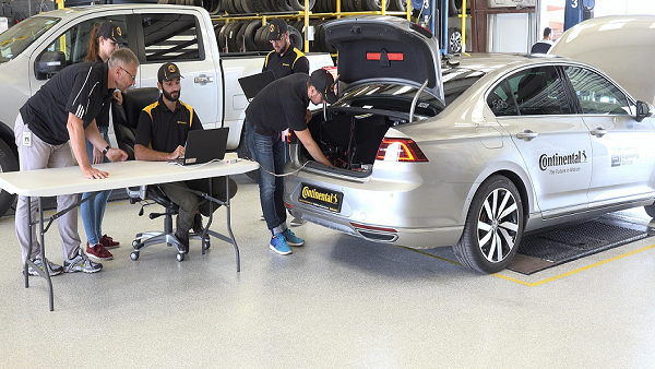 The Continental team working on the prototype for an automated tyre testing vehicle