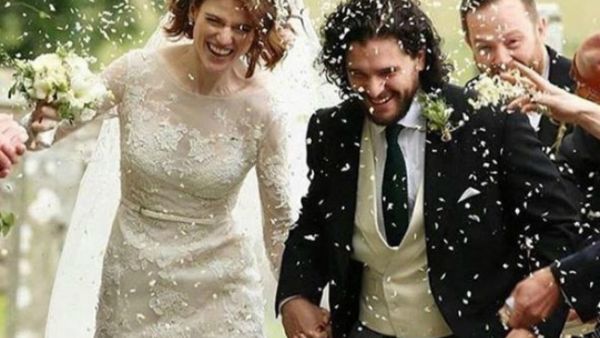 Leslie looked ethereal in an ivory lace and tulle gown by Elie Saab (Source: roseleslie_got - Instagram)