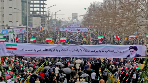 Iranians march towards Azadi Square during Monday's rally. (Atta Kenare/AFP/Getty Images)