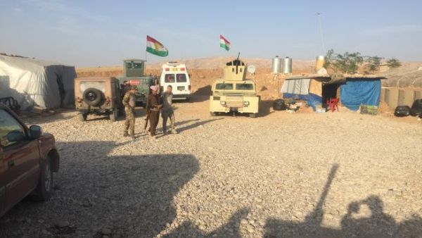 Peshmerga soldiers at their base at Bashiqa, northeast of Mosul (Al Bawaba/Adam Lucente)