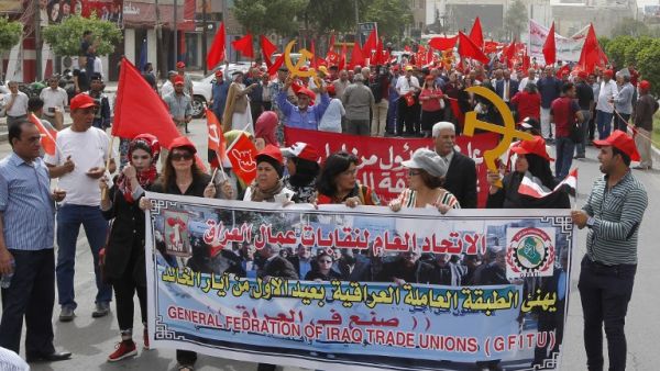 Members of the Iraqi Communist Party, of which some of the kidnapped men were members, mark International Workers' Day earlier this month (Sabah Arar/AFP)
