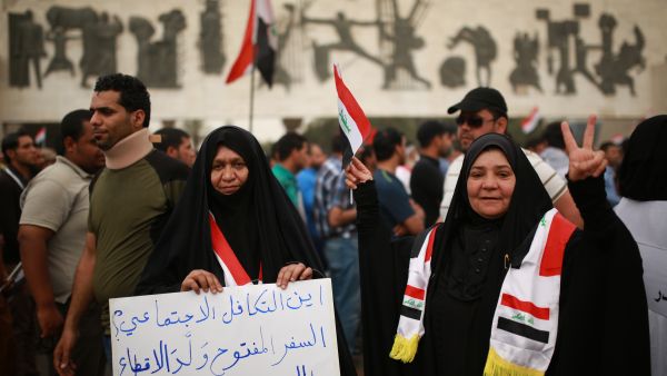 Sadr supporters gather in Baghdad. (AFP) 
