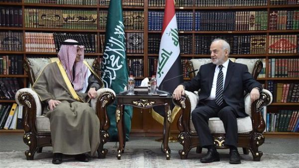 A handout picture released on February 25, 2017 shows Iraqi Prime Minister Haider al-Abadi (R) meeting with Saudi Foreign Minister Adel al-Jubeir in the capital Baghdad. (AFP via the Iraqi Foreign Ministry's press office)