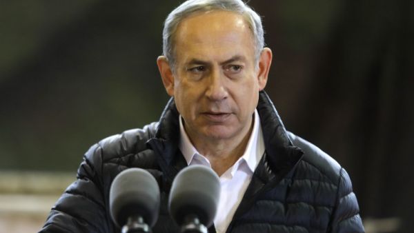 Israeli Prime Minister Benjamin Netanyahu speaks during a press conference at the army division headquarters in the settlement of Bet El, north of Ramallah in the occupied West Bank, on January 10, 2017. (AFP/Menahem Kahana)