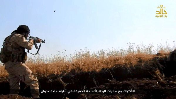 A JKW fighter pictured in the group's propoganda, Twitter