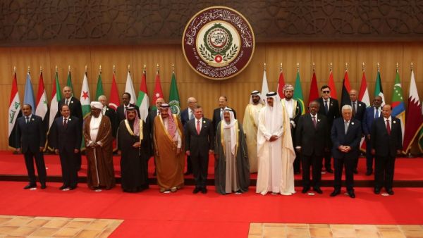 Arab leaders pose for a group photo during the Arab League summit in the Jordanian Dead Sea resort of Sweimeh on March 29, 2017. (AFP/Khalil Mazraawi) Arab leaders pose for a group photo during the Arab League summit in the Jordanian Dead Sea resort of Sweimeh on March 29, 2017. (AFP/Khalil Mazraawi)