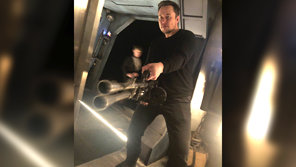 Just Elon Musk holding what looks to be a Duke Nukem Cannon (Twitter)