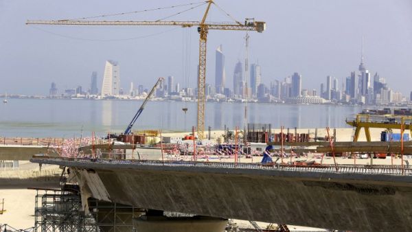 Once completed, the bridge will cut the driving time between Kuwait City and Subbiya to 20-25 minutes from 90 minutes now. (AFP/Yasser Al-Zayyat)