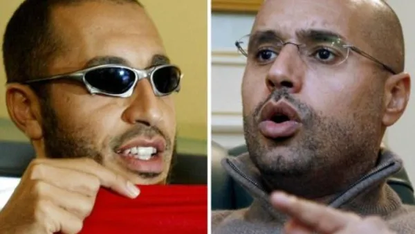 نجلا القذافي سيف الإسلام (يمين) والساعدي (شمال)