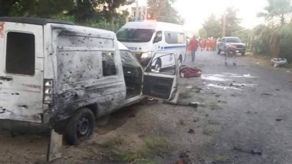 صورة بثتها وسائل اعلام لبنانية لموقع احد التفجيرات