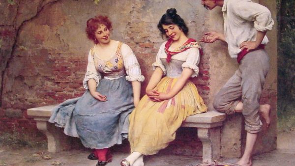 Eugen de Blaas' "The Flirtation" (Wikimedia Commons)