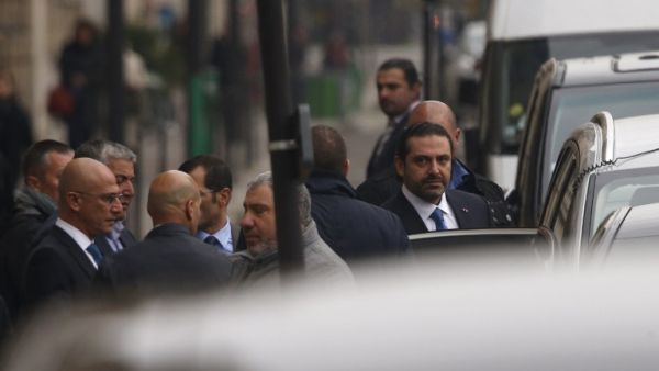 Lebanese Prime Minister Saad Hariri (C) steps into a car on his way to the Elysee Presidential Palace on November 18, 2017 (Geoffroy Van Der Hasselt/AFP)