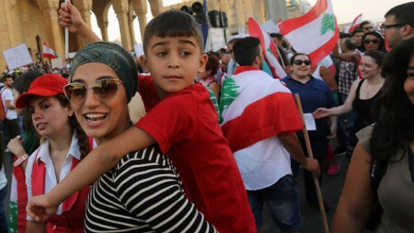 Women protest in Lebanon. (AFP)