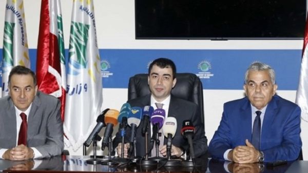 From left, Kamal Hayek, Cesar Abi Khalil and Hikmat Dib attend a press conference in Beirut, Monday, July 17, 2018. (The Daily Star)