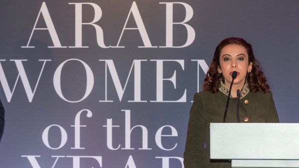 Hind Aleryani at the Arab Women of the Year awards in London. (Twitter/@HindAleryani)