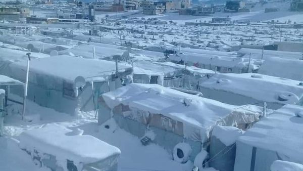 One of the Syrian refugee camps in Arsal, Lebanon during snow storm Norma. (Twitter)