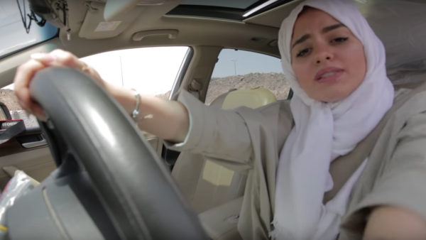 Screenshot taken from the rap video for the Saudi rapper, Lessa A, in which she celebrates Saudi women driving.