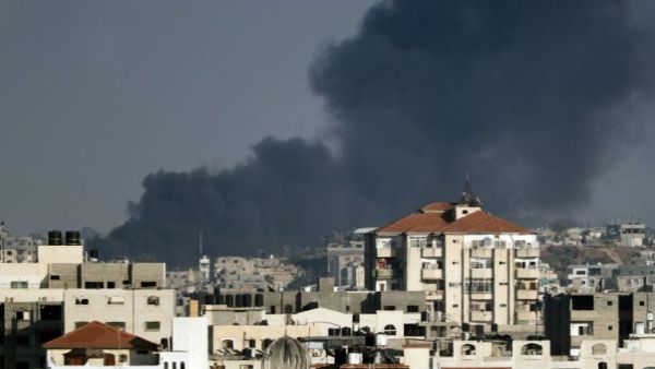 Smoke billows from the Gaza City skyline after an Israeli air strike on May 29, 2018. (AFP)