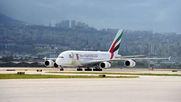 The Emirates A380 touched down in Beirut. The Emirates A380 touched down in Beirut.