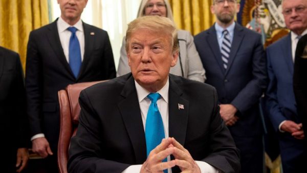 US President Donald Trump attends a signing ceremony for the Space Policy Directive-4 (SPD-4) on February 19, 2019, at the White House in Washington, DC. Trump, on June 18, 2018. (AFP/ File)