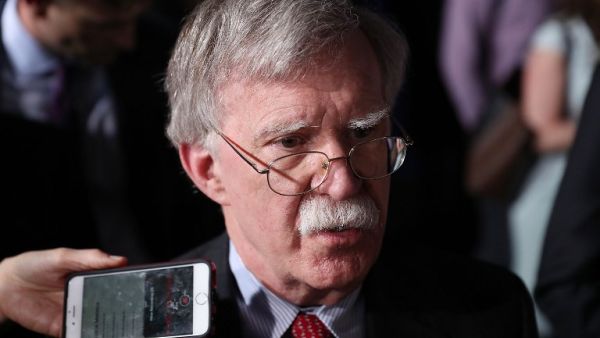 National Security Adviser John Bolton speaks to the media before the arrival of President Donald Trump during a rally at Florida International University in Miami, Florida. (AFP/ File)
