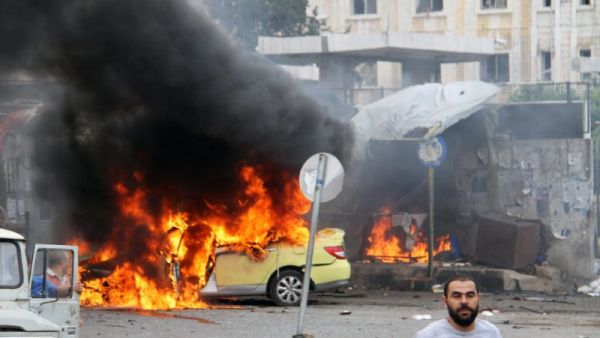 A car in flames at the scene of bombings in the Syrian city of Tartus, northwest of Damascus in 2016. (AFP/File)