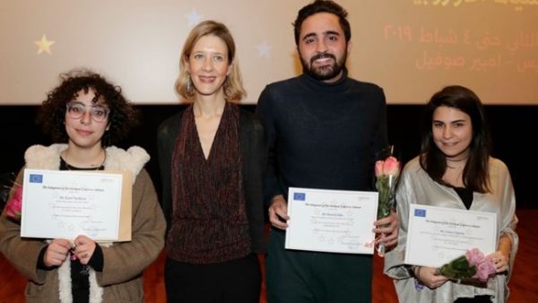 Julia Koch de-Biolley Luana Chaptini, Karel Malkoun, and Patrick Elias at Metropolis Cinema Sunday evening. (Photo courtesy of EFF)

