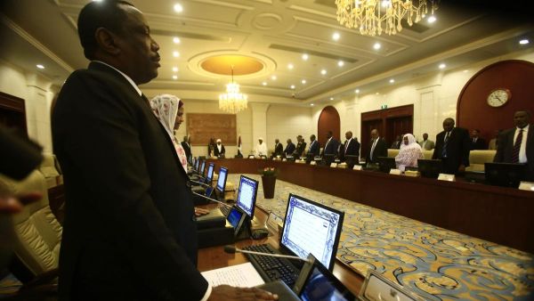 The new Sudanese ministers take the oath of office at the presidential palace in the capital of Khartoum on September 15 2018. (AFP/ File)