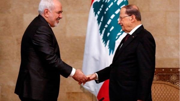 Iranian Foreign Minister Mohammad Javad Zarif (L) With Lebanese President Aoun. (AFP/ File Photo)