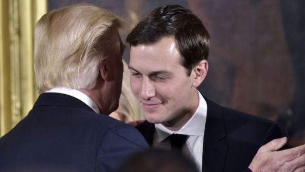 U.S. President Donald Trump congratulates his son-in-law and senior advisor Jared Kushner after the swearing-in of senior staff at the White House. (AFP/ File Photo)