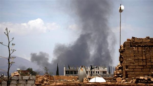 Smoke rising following Saudi airstrike  targeting the al-Dailami Airbase in Yemeni capital Sana’a. (AFP/ File Photo)