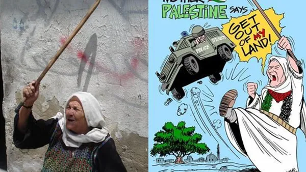 'Mother Palestine' (Mrs. Zarefa, Marka/Shnillar Jordan, 2009) by Carlos Latuff (Twitter)