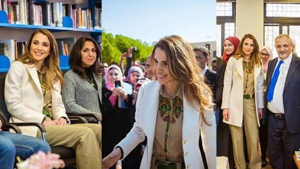 الملكة رانيا خلال زيارتها الى الجامعة الهاشمية