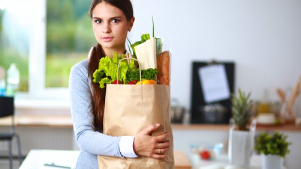 women eat health food"