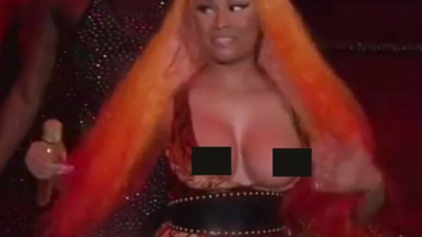 Whoops! Nicki Minaj suffered a major nip slip while performing at Made In America festival in Philadelphia, Pennsylvania on Sunday (Source: Nicki Minaj - Instagram)