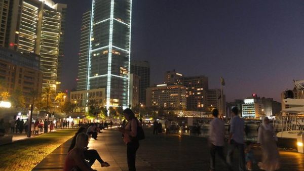 A view of Beirut's Zeituna Bay at night. (File photo)