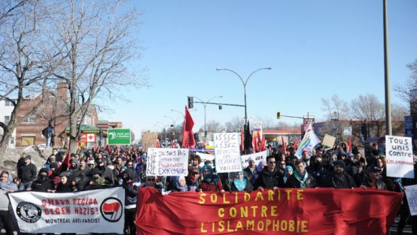 Canadian anti-Islamophobia demonstrators march in Montreal on March 28, 2015. (AFP/File)
