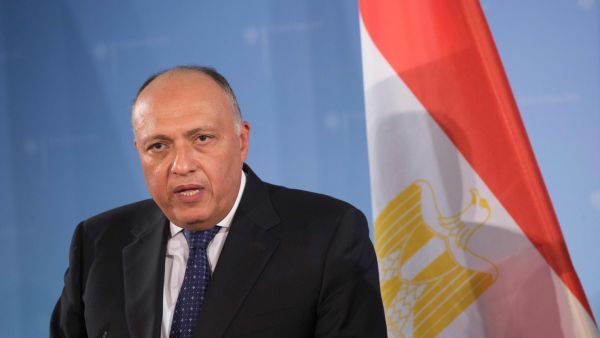 Egyptian Foreign Minister Sameh Shoukry at a press conference in Berlin in January 2016. (AFP/Axel Schmidt)