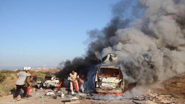 Syrian Civil Defence volunteers search for survivors after people fleeing the town of Souran. (AFP/File)