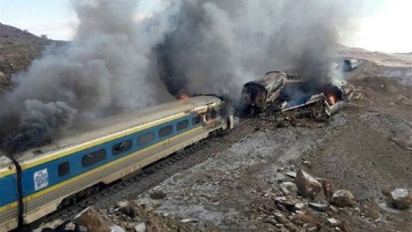 Damaged trains following an accident in the Semnan province. (AFP/File)