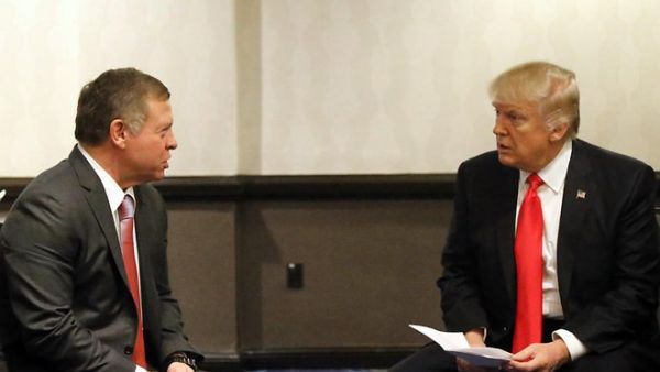 Jordan's King Abdullah meets US President Donald Trump in Washington. (AFP/Yousef Allan)