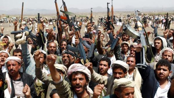 Armed supporters of the al-Houthi movement gather against al Qaeda militants on Aug. 17. (AFP/Mohammed Huwais)