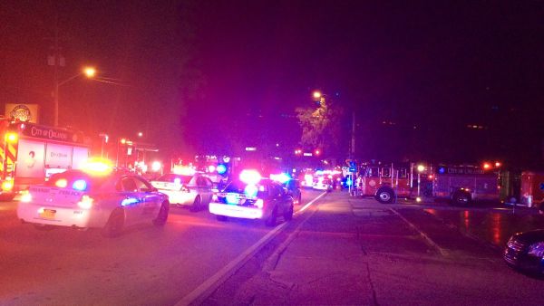 Authorities surrounding the scene of the shooting yesterday (Orlando Police / Twitter) 