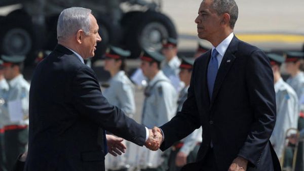 أوباما لحظة وصوله مطار بن غوريون 