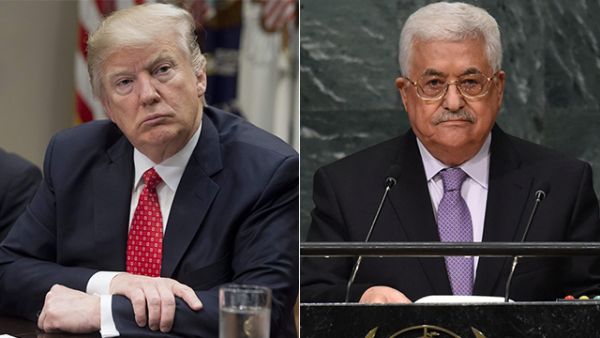 US President Donald Trump and Palestinian Authority President Mahmoud Abbas (AFP)