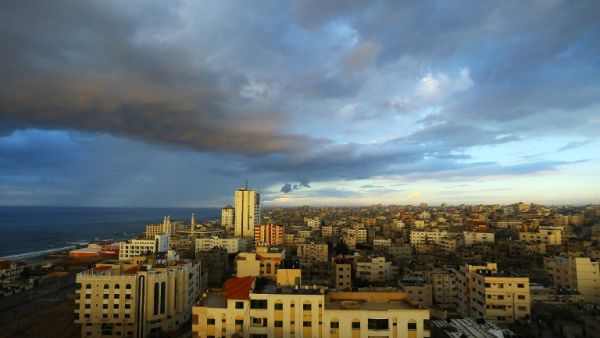 A picture taken on January 3, 2017, shows the skyline of Gaza City during the sunset. (AFP/Mohammed Abed)