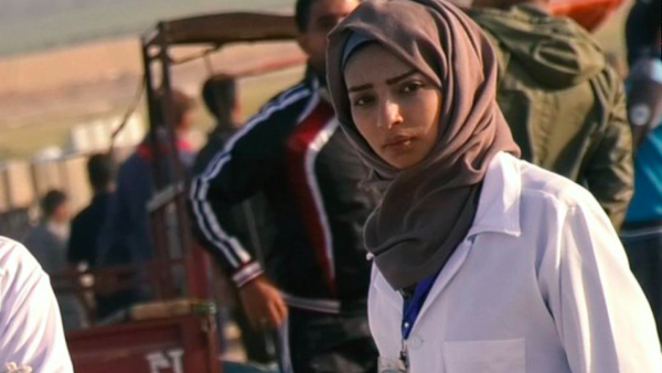 Footage for what was seen as final moments of Razan Najjar before Israeli sniper shot her dead. (Twitter)