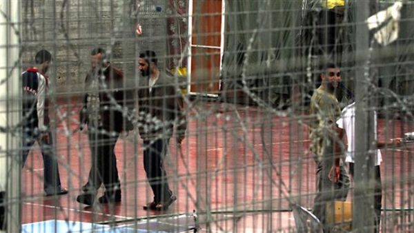 Palestinian prisoners in the yard of Israel's Megiddo prison. (AFP/ Photo)