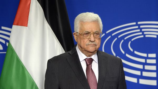 Palestinian Authority President Mahmoud Abbas posing for photographs at the European Parliament in Brussels. (AFP/ File)