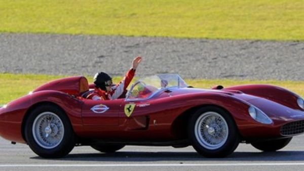 Ferrari Brazilian driver Felipe Massa drives a vintage Ferrari during the second annual Ferrari World Finals festival at the Ricardo Tormo racetrack in Cheste, on November 28, 2010